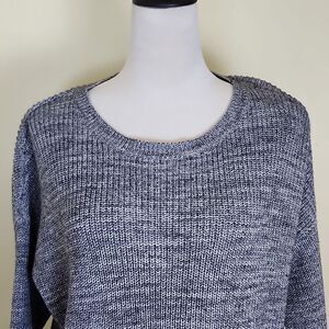 H&M Divided Women Black and Gray Crew Neck Long Sleeve Asymmetrical Sweater